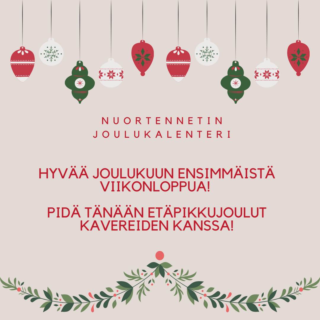 5. luukun vinkki: Pidä tänään etäpikkujoulut kavereiden kanssa!